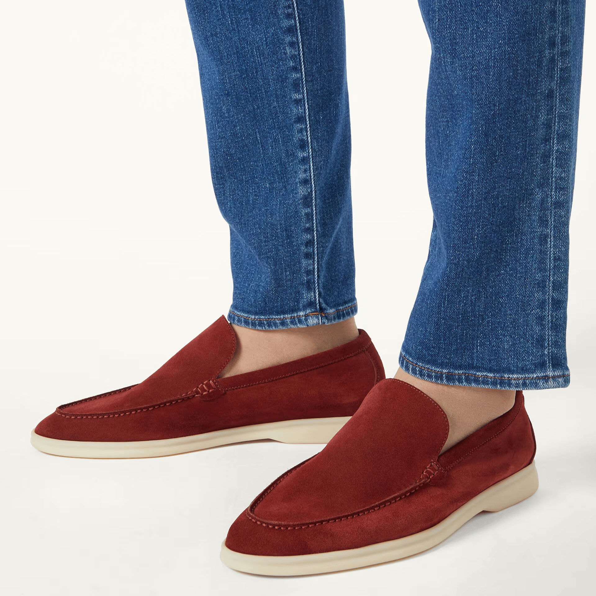 Loro Piana Summer Walk Suede Loafers - Dried Red (R0DV)
