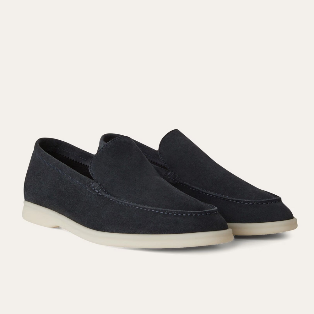 Loro Piana Summer Walk Suede Loafers - Classic Blue (178)