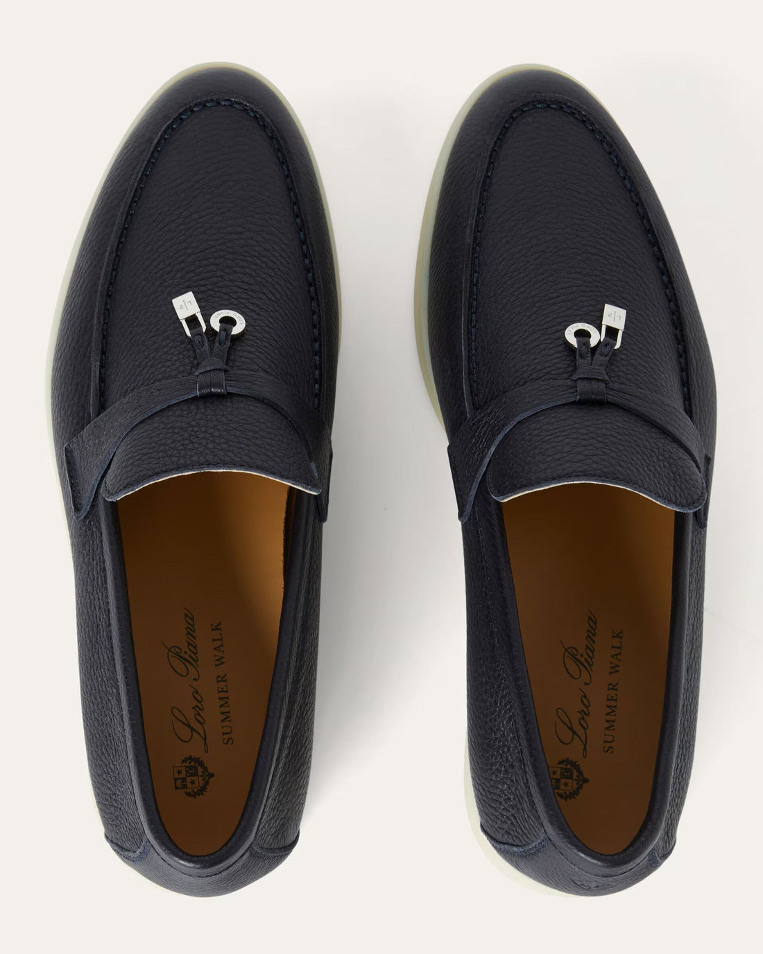 Loro Piana Summer Charms Walk Deerskin Loafer - Navy Blue (W000)