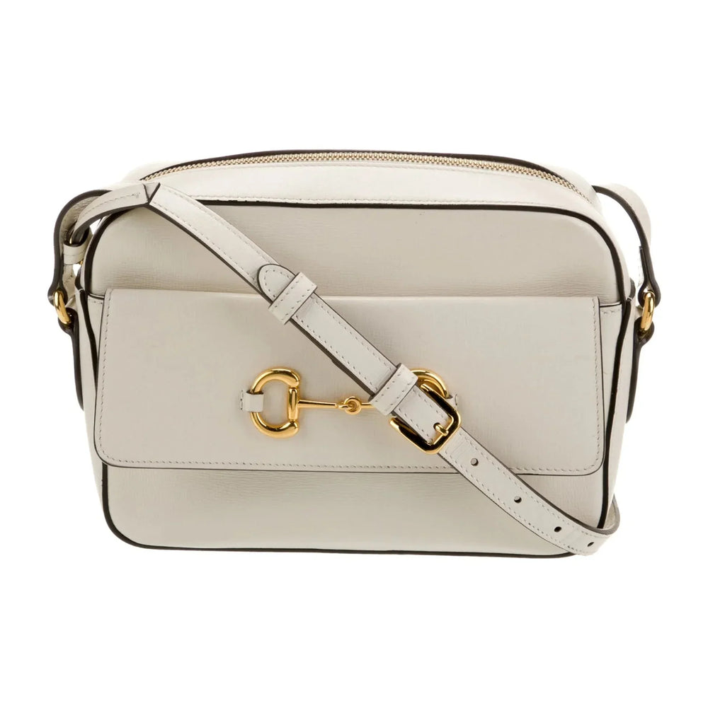 Gucci Horsebit 1955 Small Shoulder Leather Bag – Mystic White