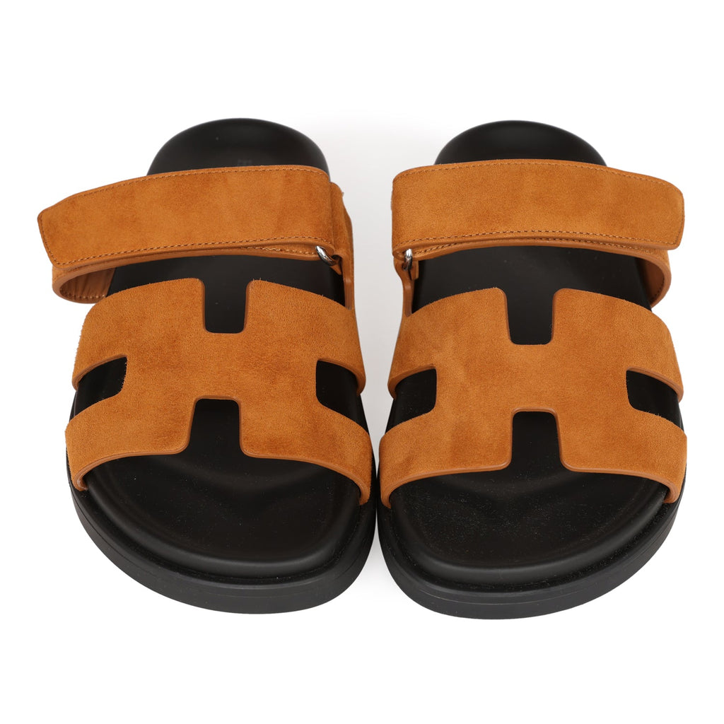 Hermes Chypre Suede Sandals - Caramel Brown