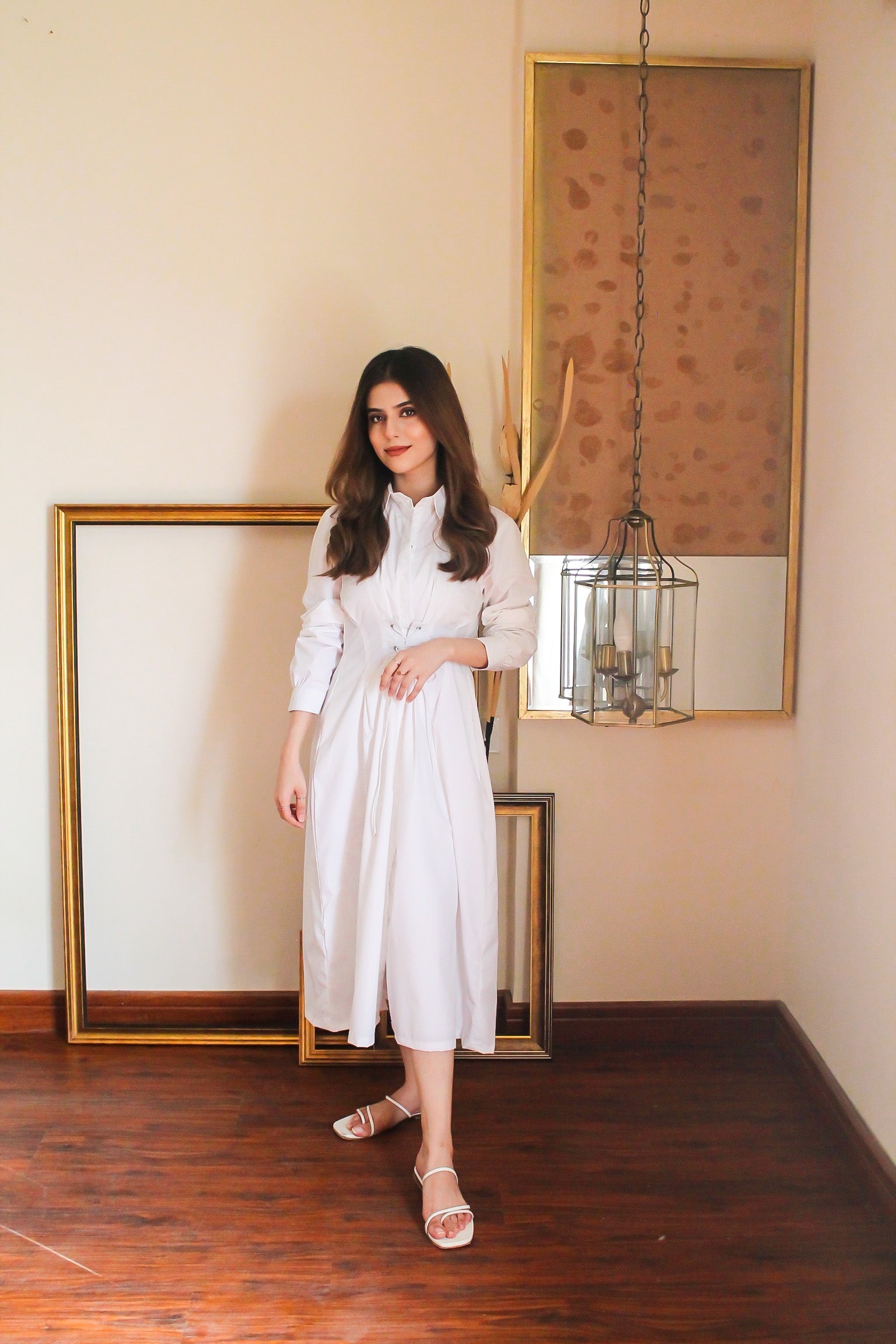 White Corset Shirt Dress