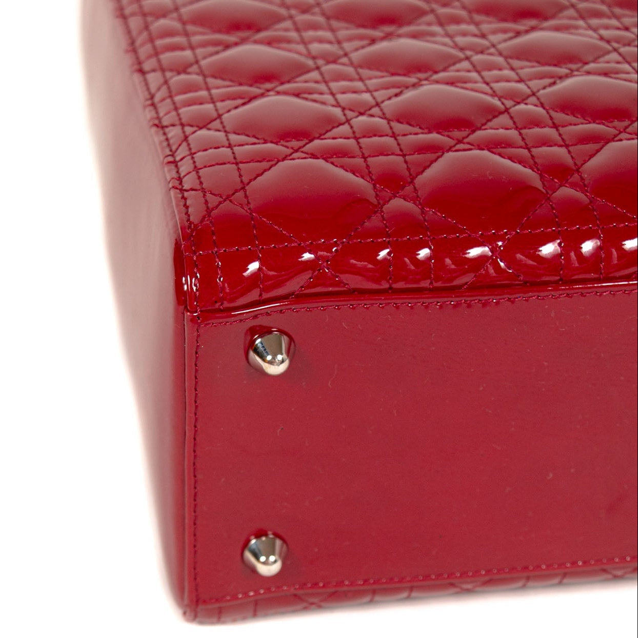 Dior Large Lady Dior Cannage Lambskin Bag - Red