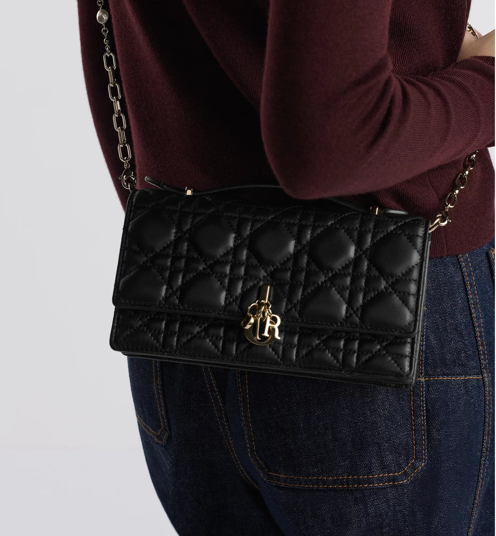Dior My Dior Cannage Lambskin Mini Bag - Black