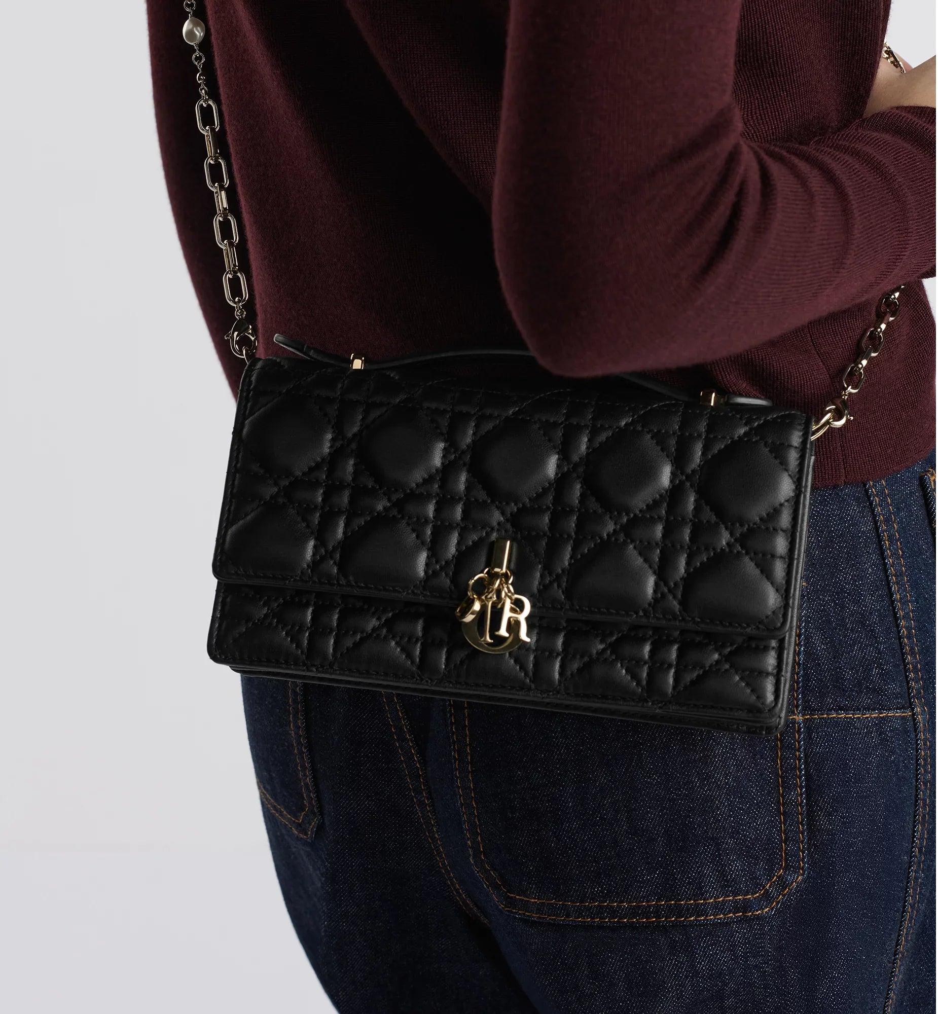 Dior My Dior Cannage Lambskin Mini Bag - Black