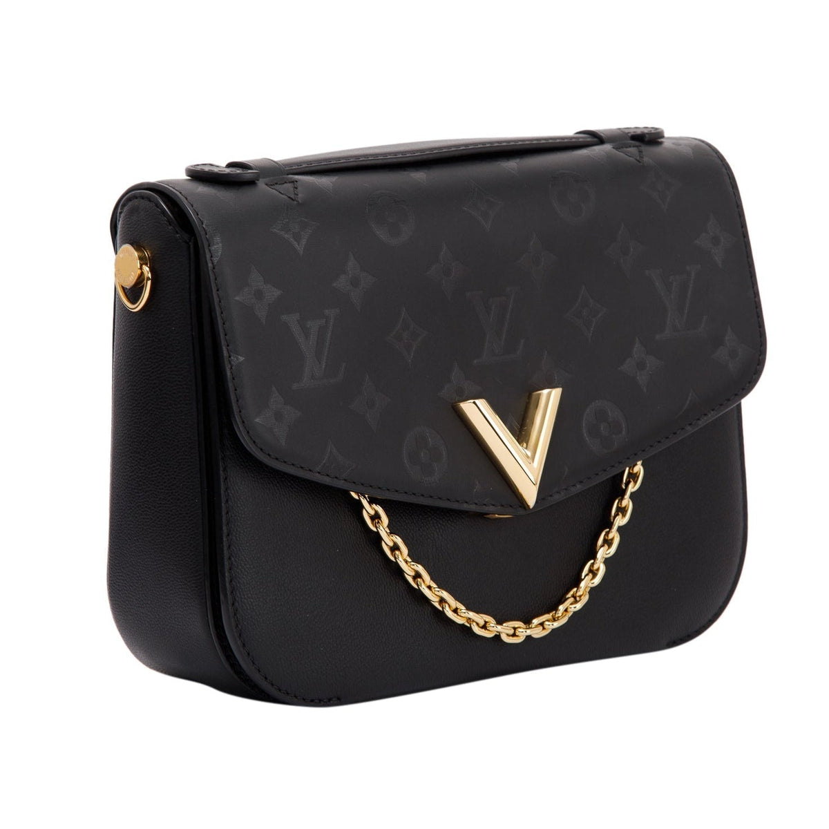 Louis Vuitton Calfskin Monogram Very Messenger Handbag - Black