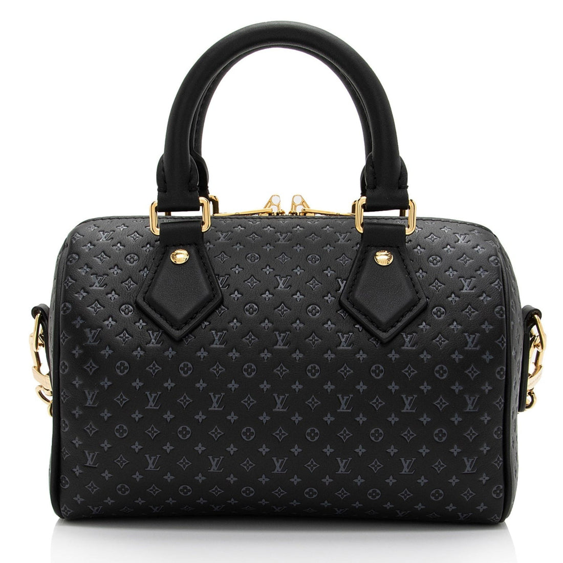 Louis Vuitton Calfskin Nanogram Embossed Speedy Bandoulière 20 - Black