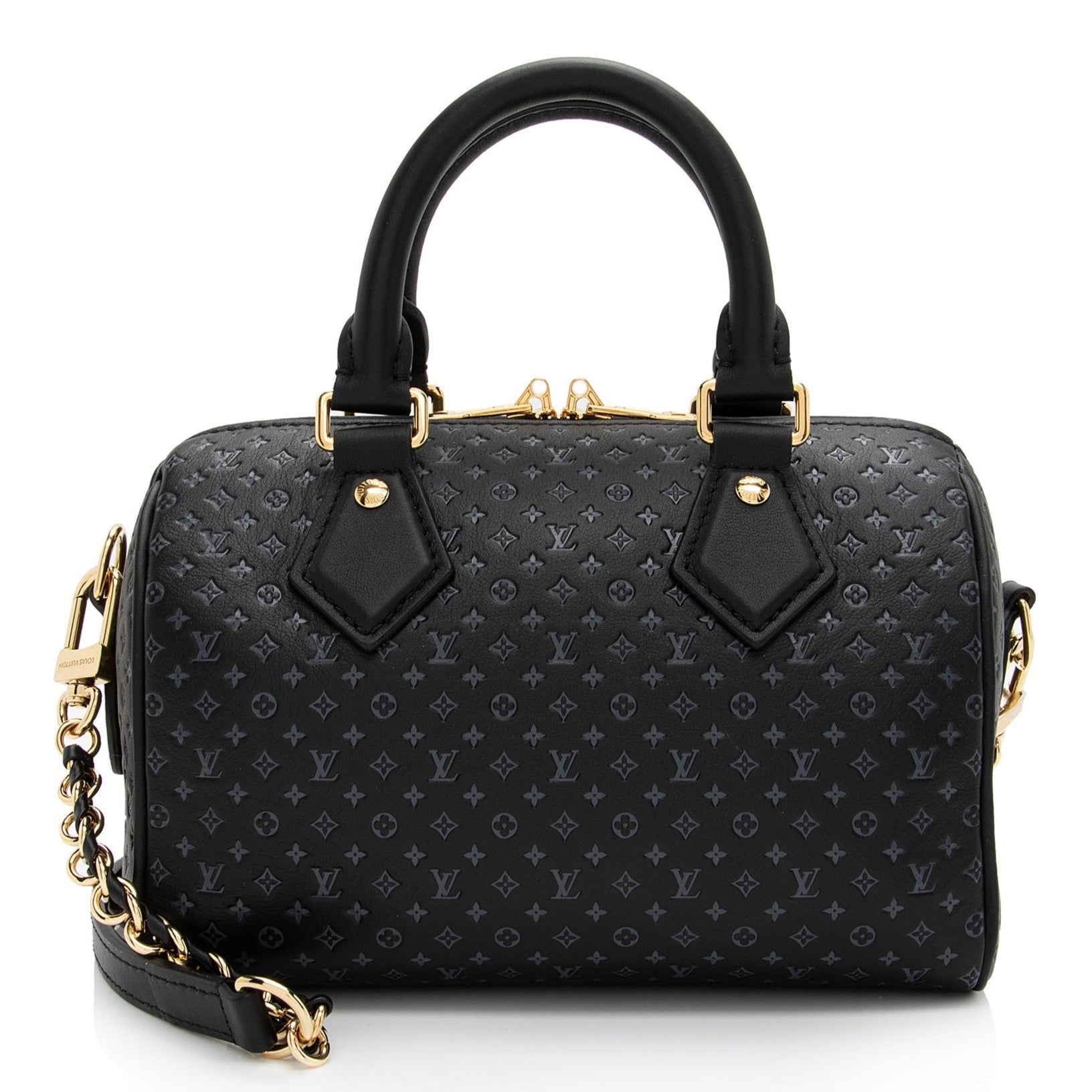 Louis Vuitton Calfskin Nanogram Embossed Speedy Bandoulière 20 - Black