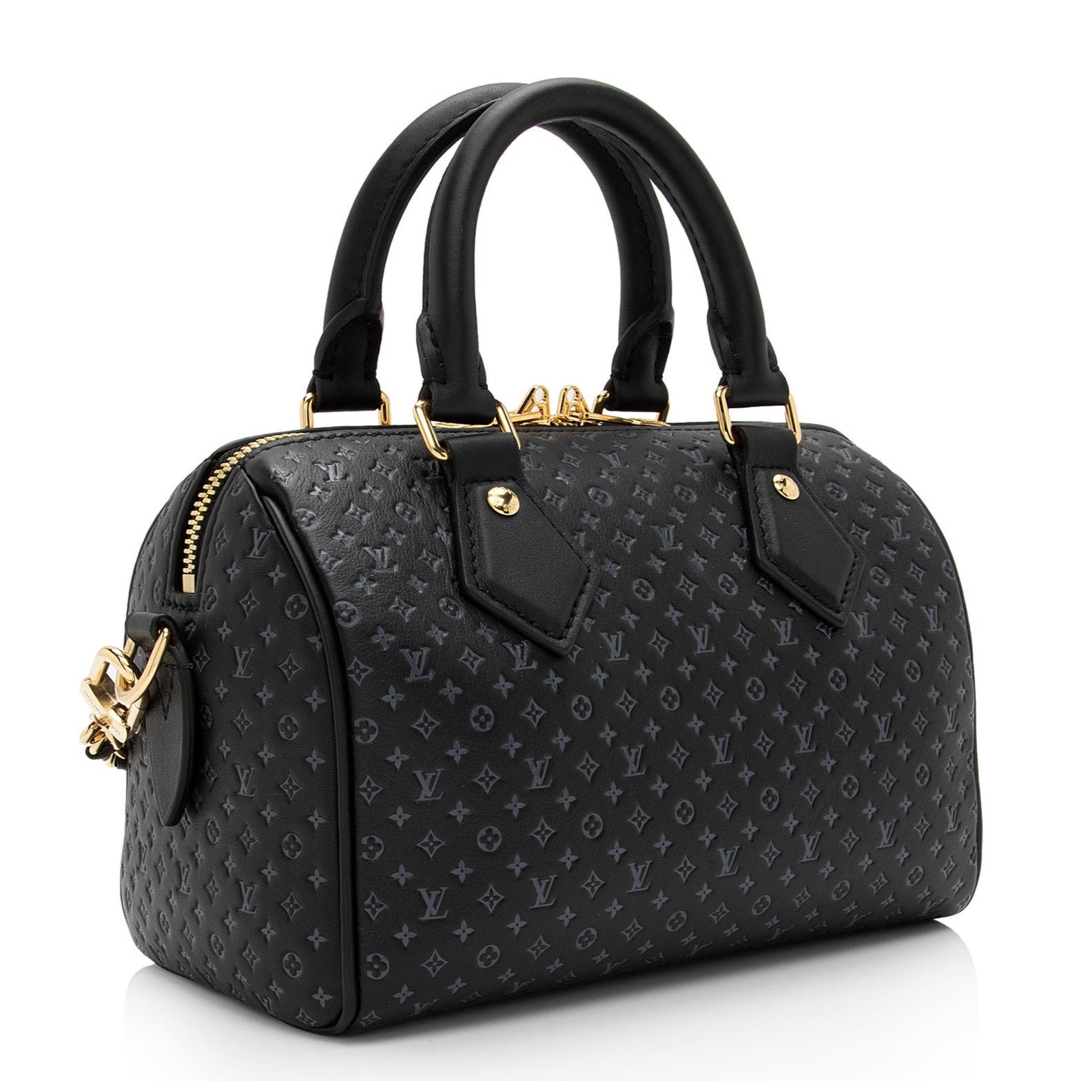 Louis Vuitton Calfskin Nanogram Embossed Speedy Bandoulière 20 - Black
