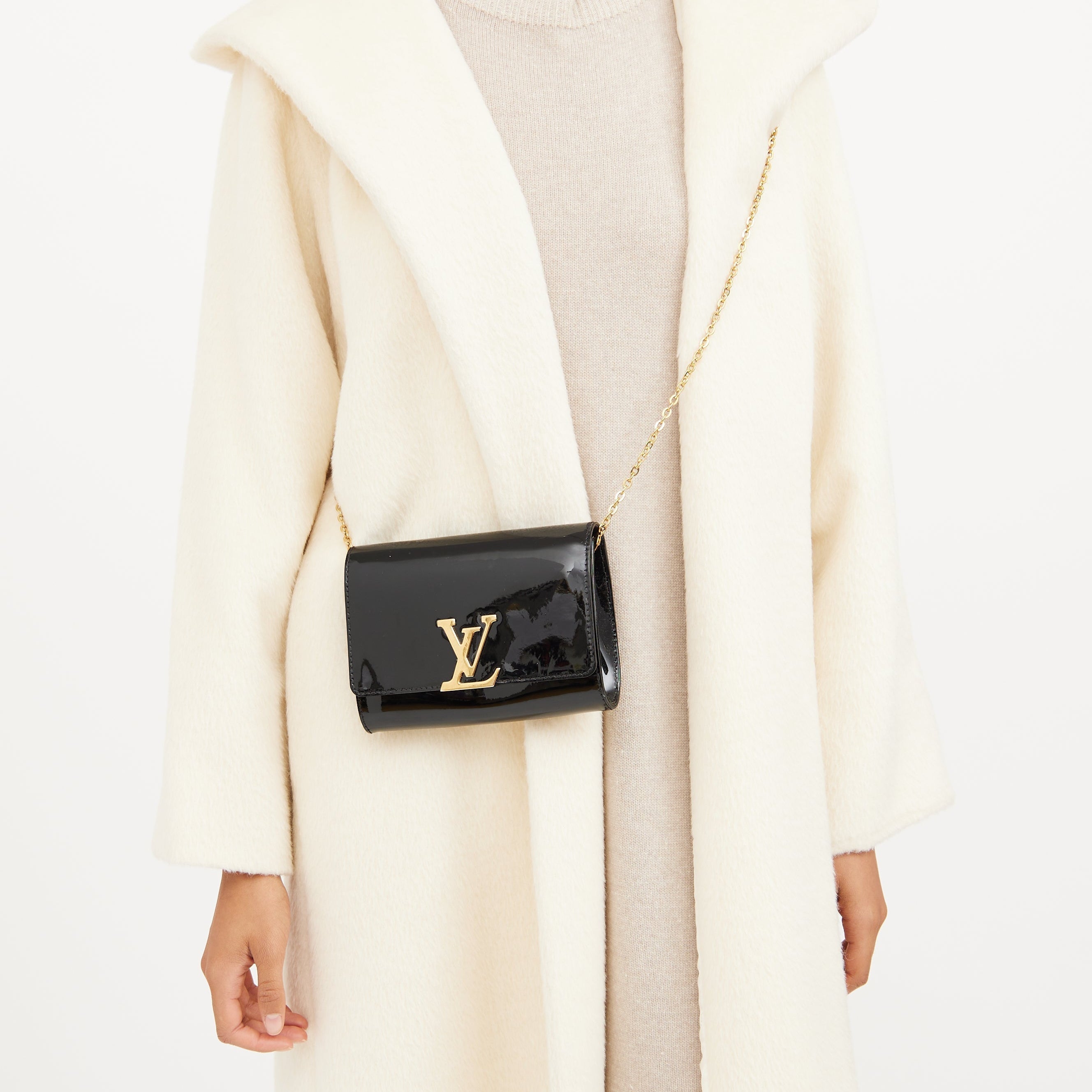 Louis Vuitton Patent Louise Chain Bag - Black