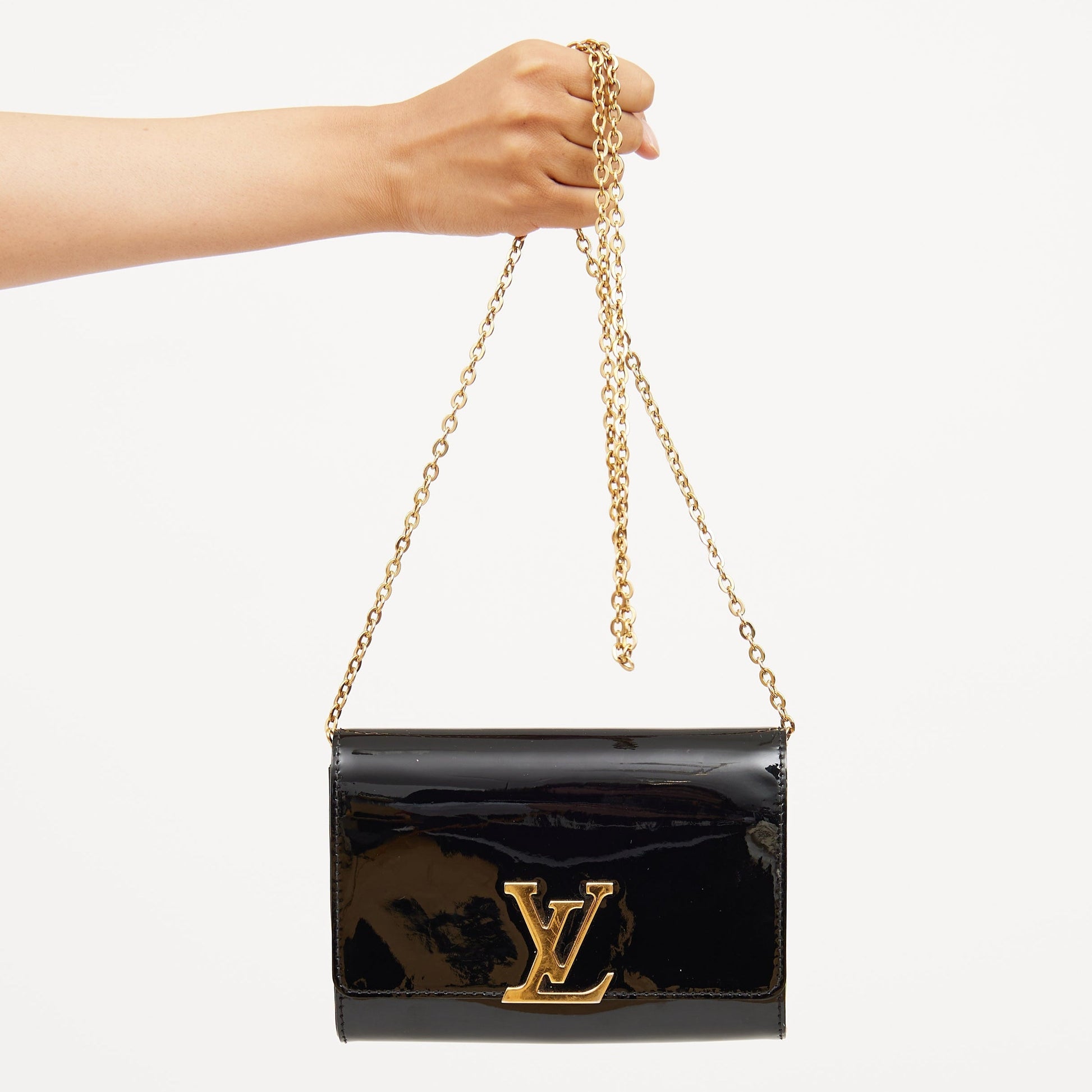 Louis Vuitton Patent Louise Chain Bag - Black