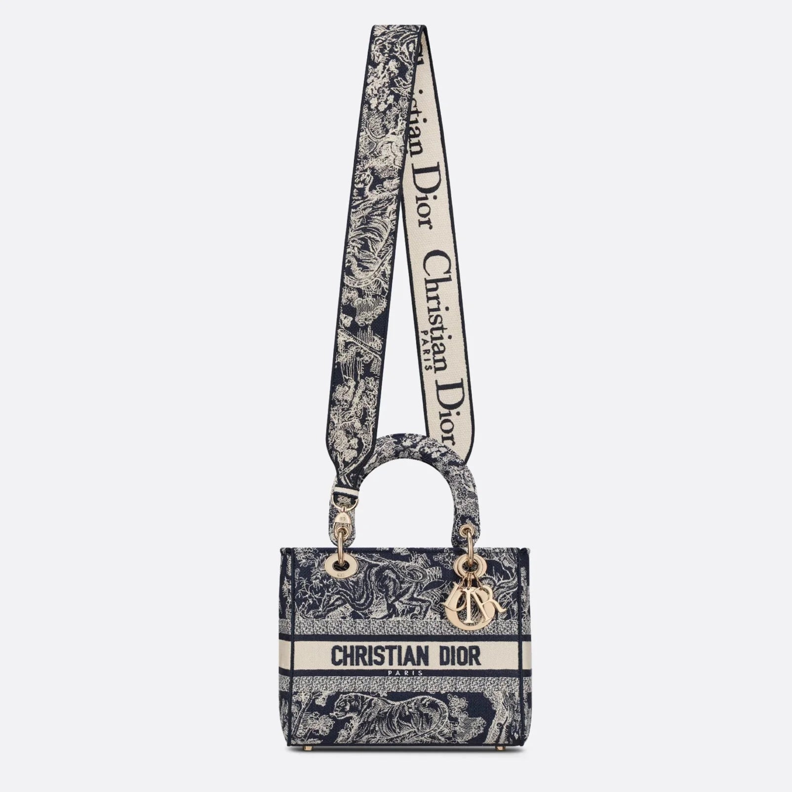 Dior Medium Lady D-Lite Reverse Embroidery Bag - Blue Toile de Jouy