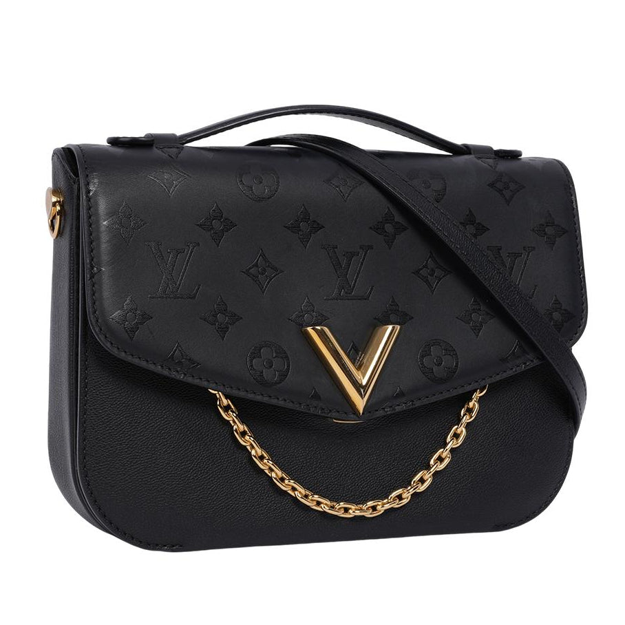 Louis Vuitton Calfskin Monogram Very Messenger Handbag - Black