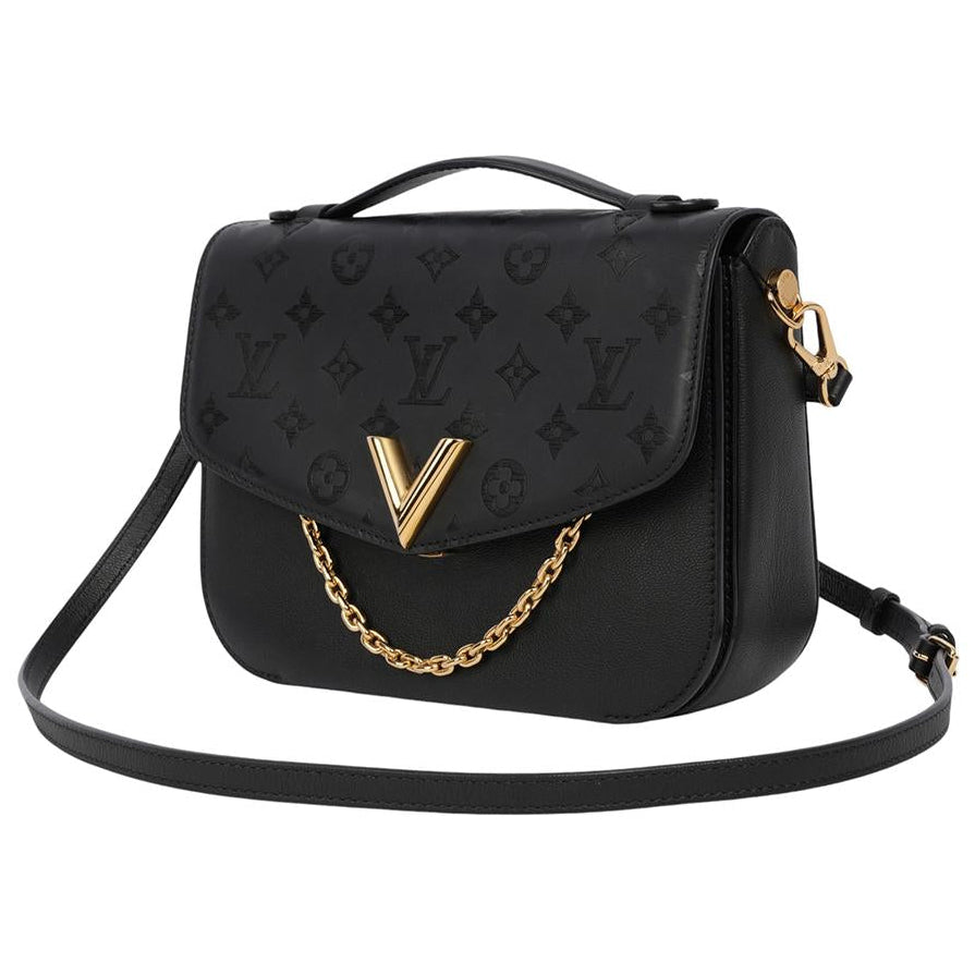 Louis Vuitton Calfskin Monogram Very Messenger Handbag - Black