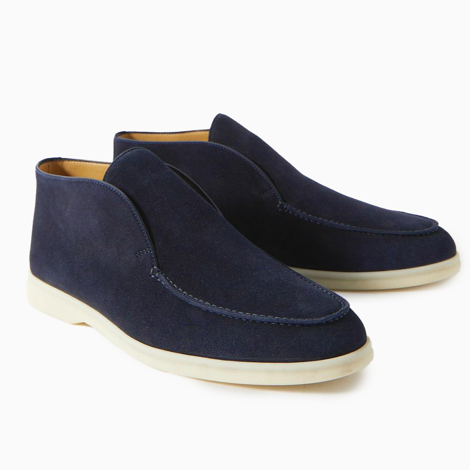 Loro Piana Open Walk Suede Boots - Navy Blue (242)