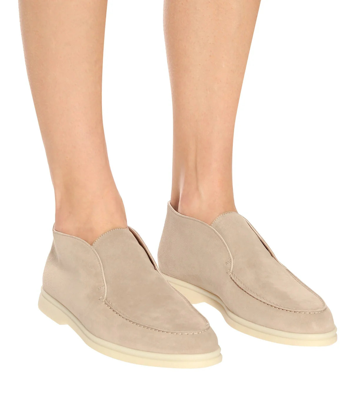 Loro Piana Open Walk Suede Ankle Boots - Beige