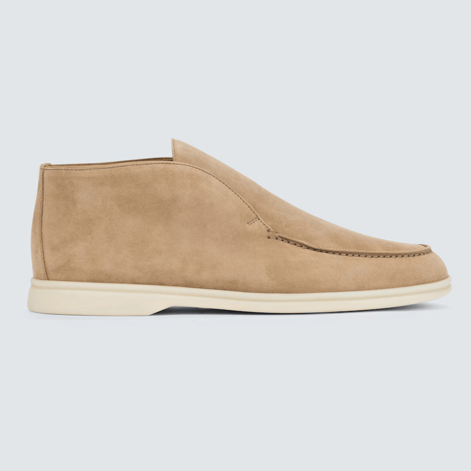 Loro Piana Open Walk Suede Ankle Boots - Woodsmoke Beige