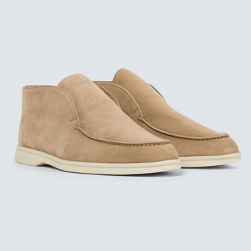 Loro Piana Open Walk Suede Ankle Boots - Woodsmoke Beige