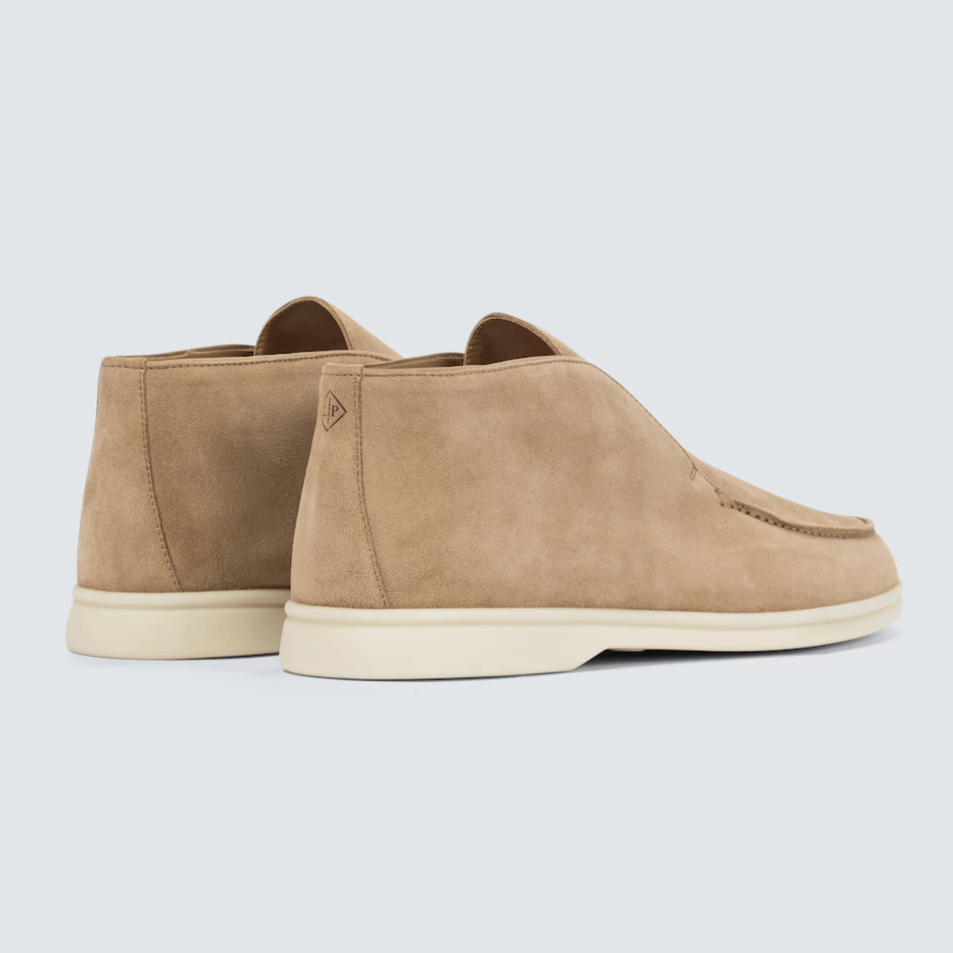 Loro Piana Open Walk Suede Ankle Boots - Woodsmoke Beige