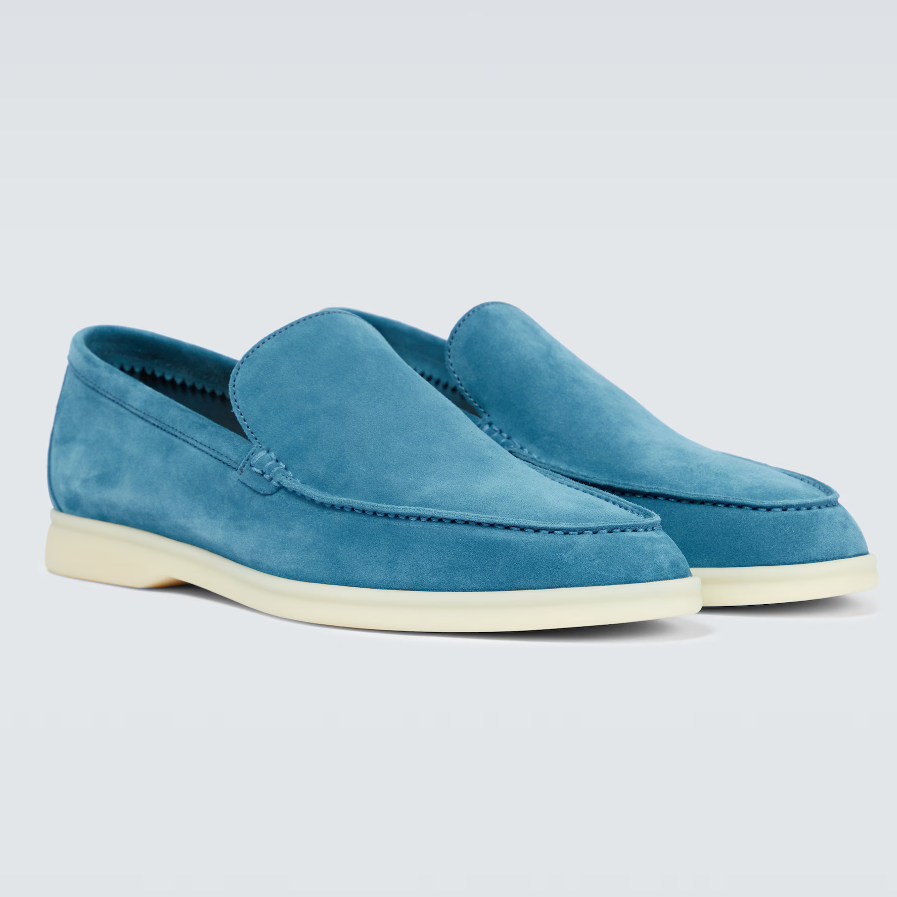 Loro Piana Summer Knit Walk Wish Suede Loafers - Blue Sorbet (233)