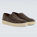 Loro Piana Summer Walk Suede Penny Loafers - Brown (208)