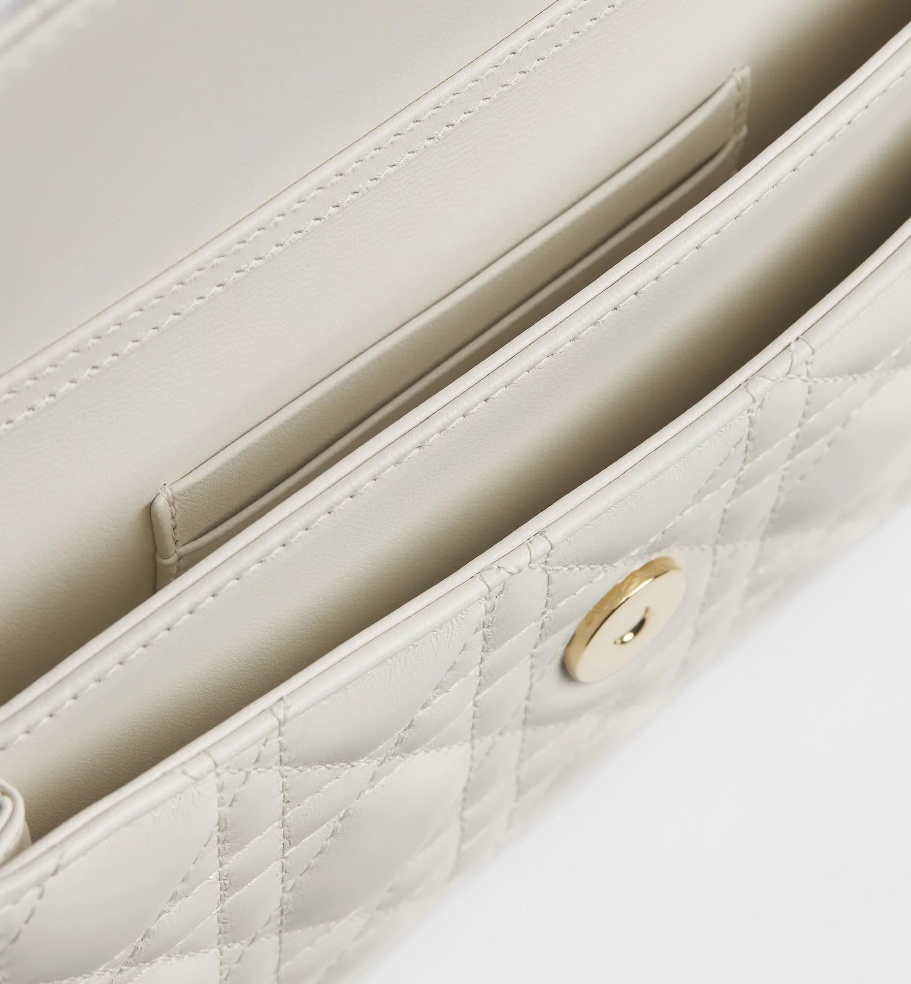 Dior My Dior Cannage Lambskin Top Handle Bag - White