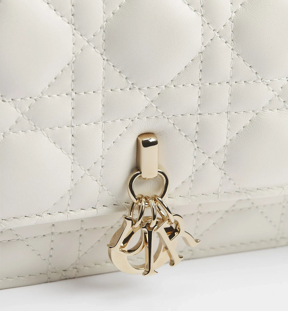 Dior My Dior Cannage Lambskin Top Handle Bag - White