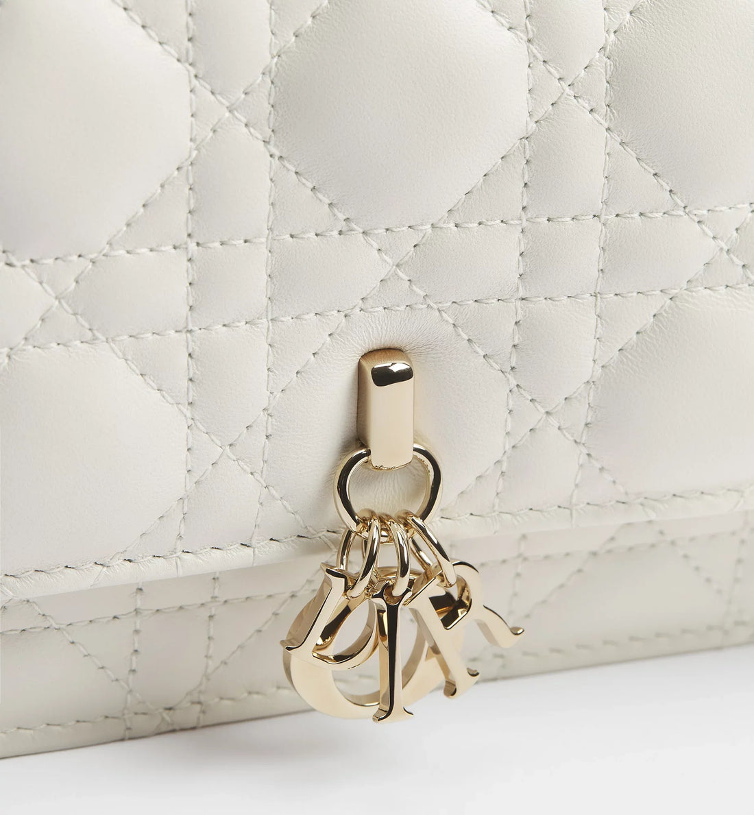 Dior My Dior Cannage Lambskin Top Handle Bag - White