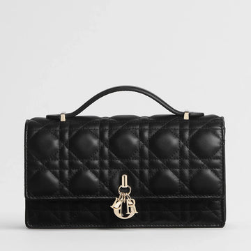 Dior My Dior Cannage Lambskin Mini Bag - Black