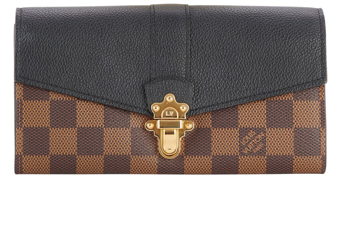 Louis Vuitton Damier Ebene Clapton Long Wallet - Brown