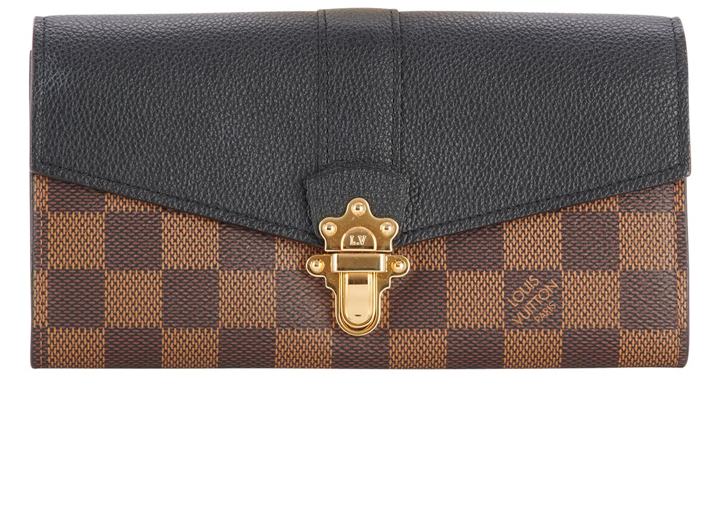 Louis Vuitton Damier Ebene Clapton Long Wallet - Brown