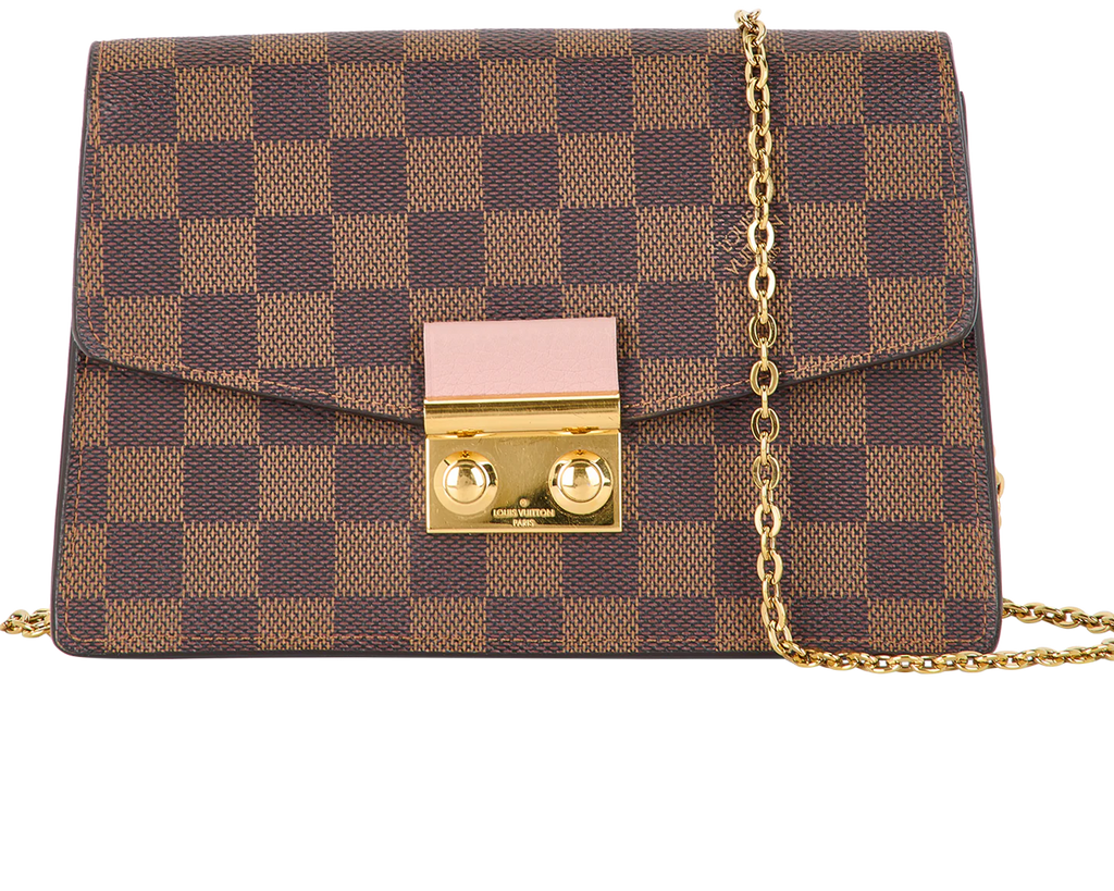 Louis Vuitton Damier Ebene Croisette Chain Crossbody Bag - Brown