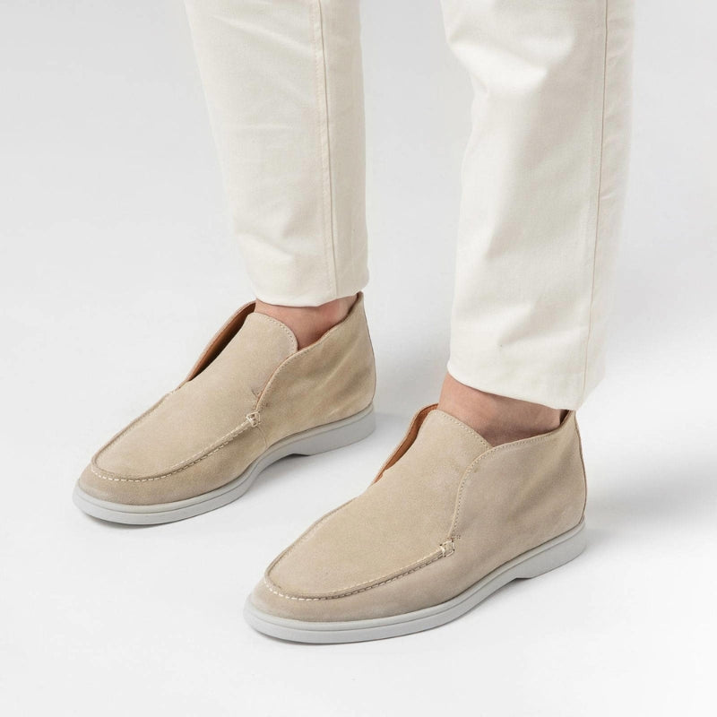 Loro Piana Walk of the Summer Precision Suede Ankle Boots - Sandstone