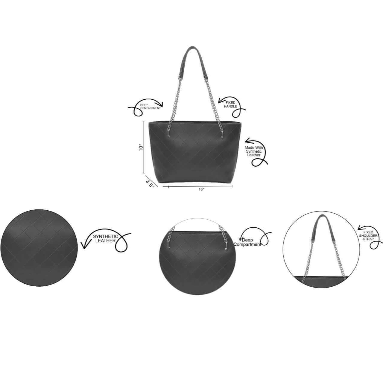 VEGAS – Chic Chain Detail Tote in Blue