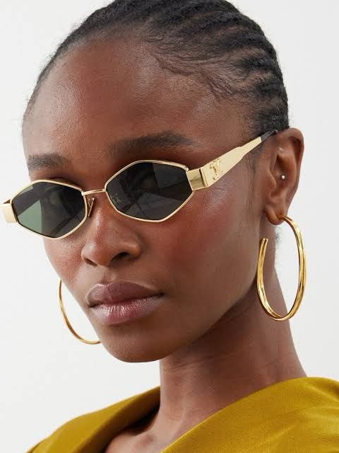 Celine CL40254 30N Triomphe Geometric Metal Gold Sunglasses