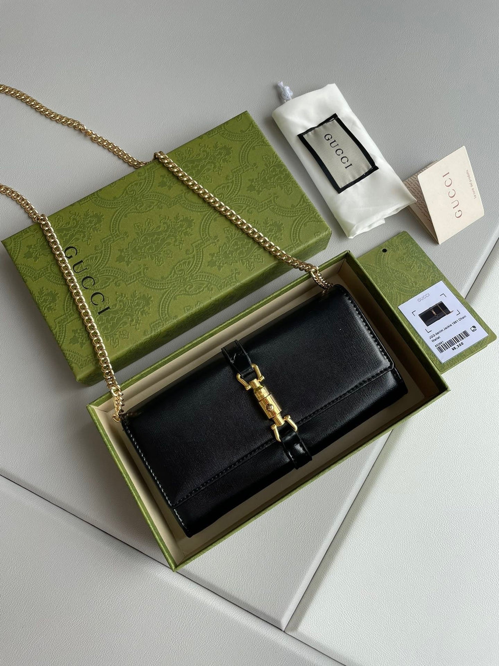 Gucci Jackie 1961 Leather Chain Wallet – Black