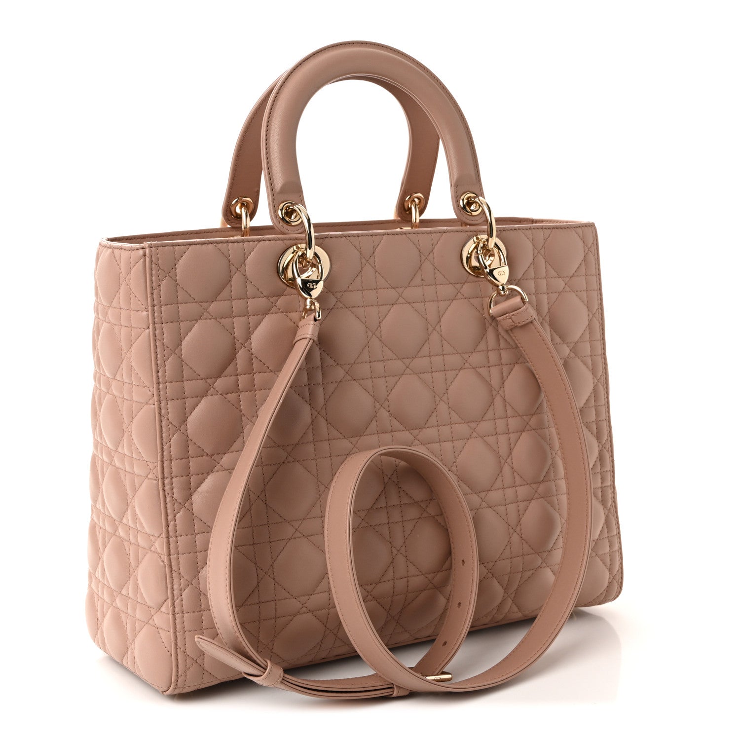 Dior Large Lady Dior Cannage Lambskin Bag - Pink Blush