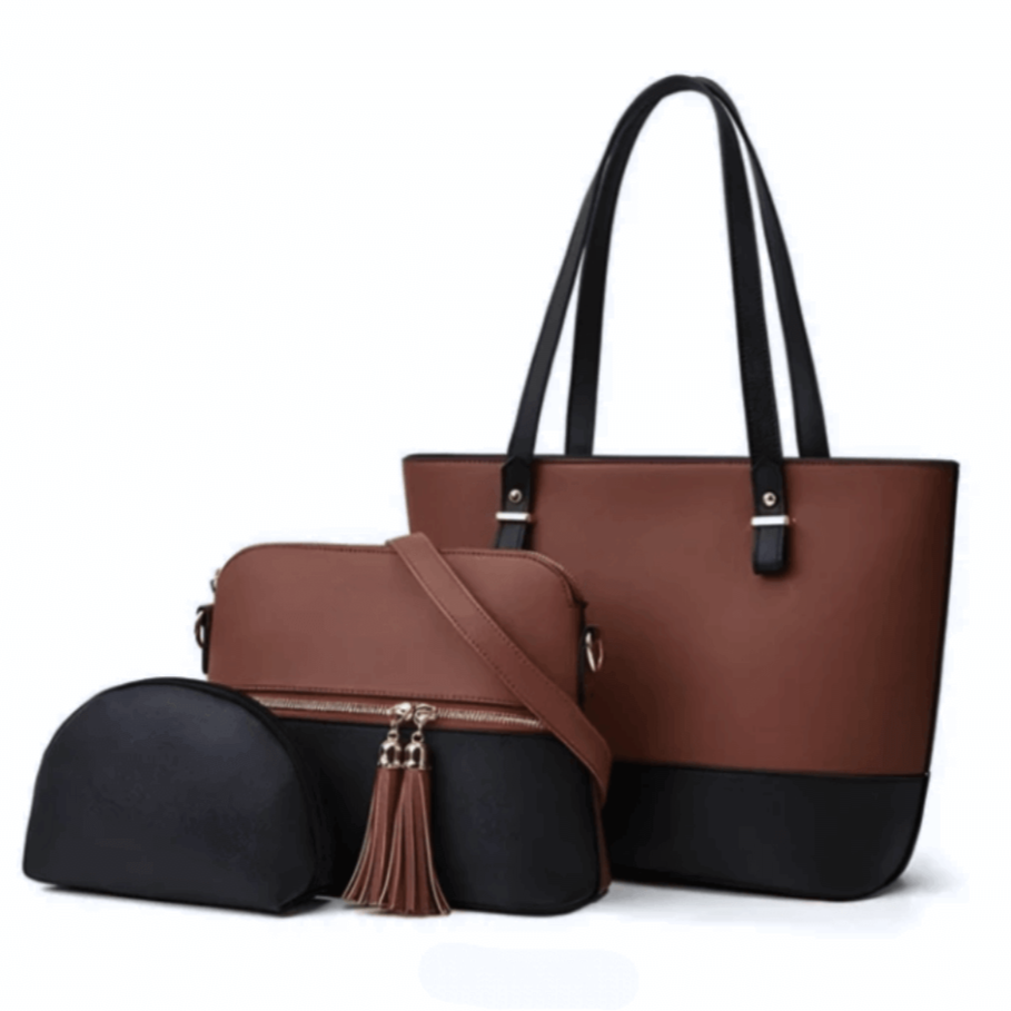 GRACE – Dual-Tone Everyday Tote in Brown/Black