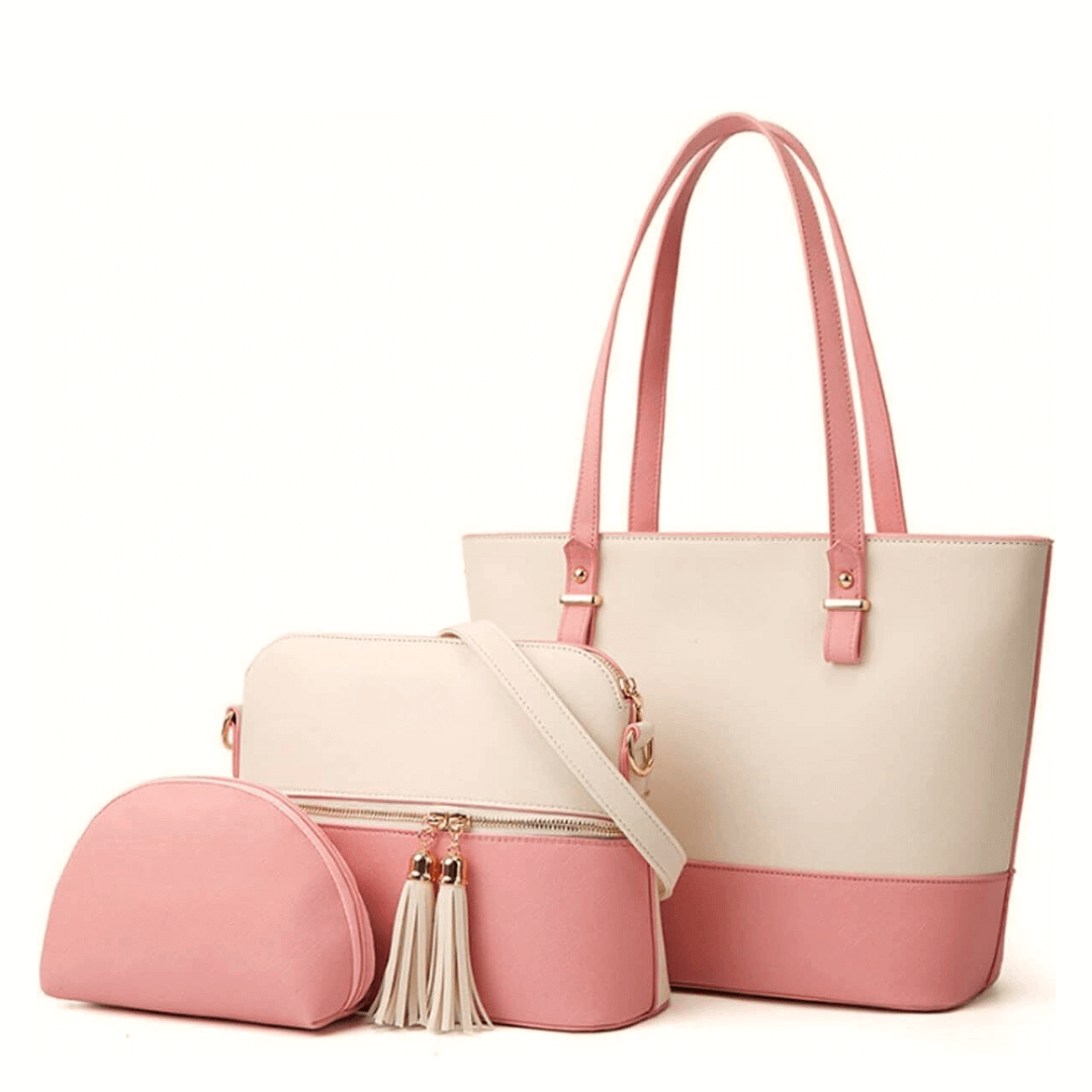 GRACE – Dual-Tone Everyday Tote in White/Pink
