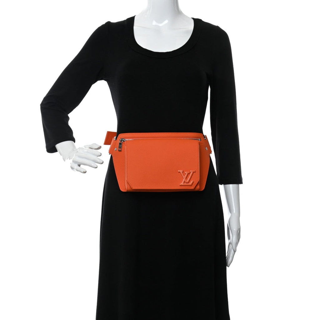 Louis Vuitton Grained Calfskin Aerogram Takeoff Sling Belt Bag - Orange