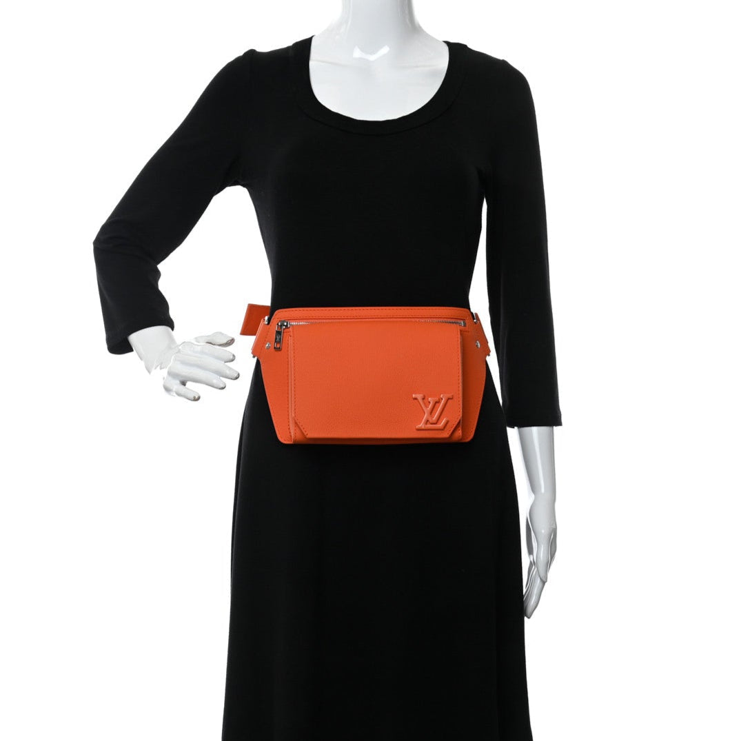 Louis Vuitton Grained Calfskin Aerogram Takeoff Sling Belt Bag - Orange