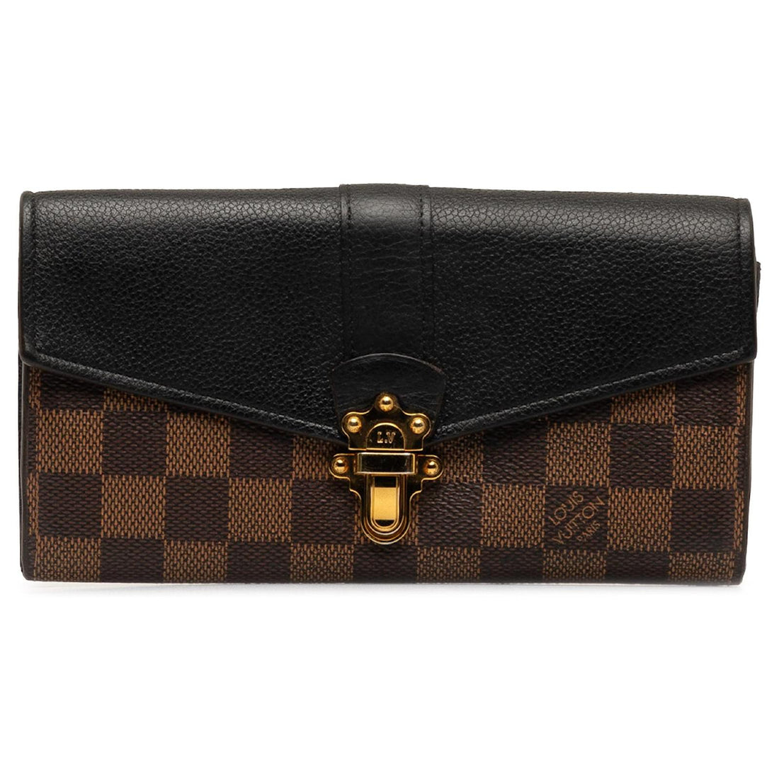 Louis Vuitton Damier Ebene Clapton Long Wallet - Brown
