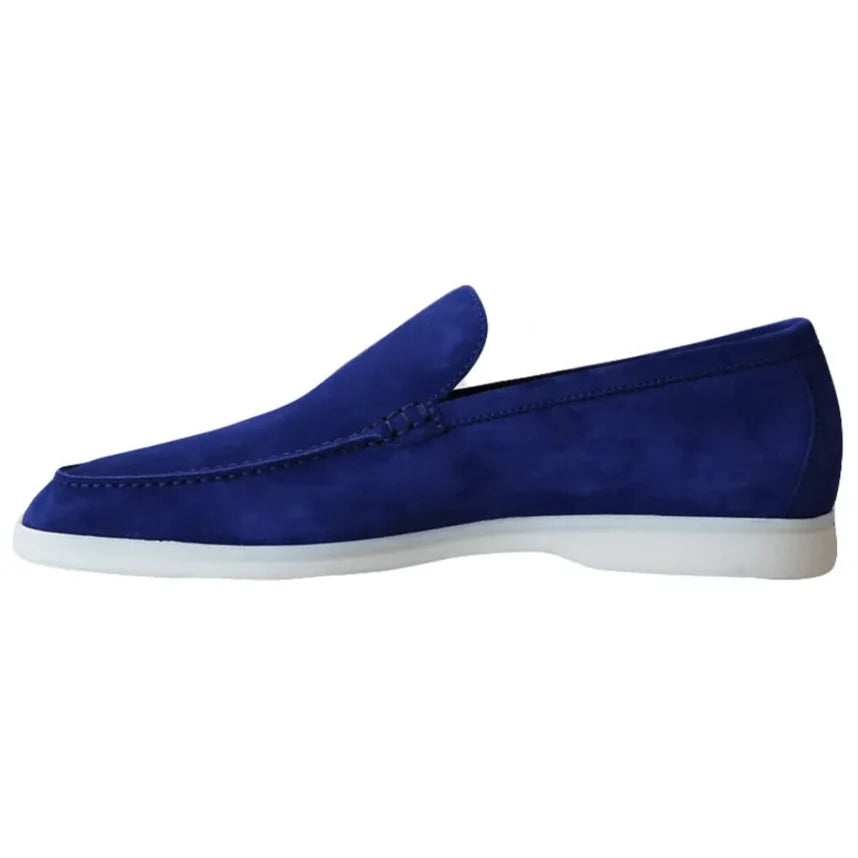 Loro Piana Summer Walk Suede Loafers - Deep Blue