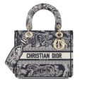 Dior Medium Lady D-Lite Reverse Embroidery Bag - Blue Toile de Jouy