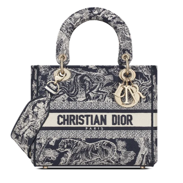 Dior Medium Lady D-Lite Reverse Embroidery Bag - Blue Toile de Jouy