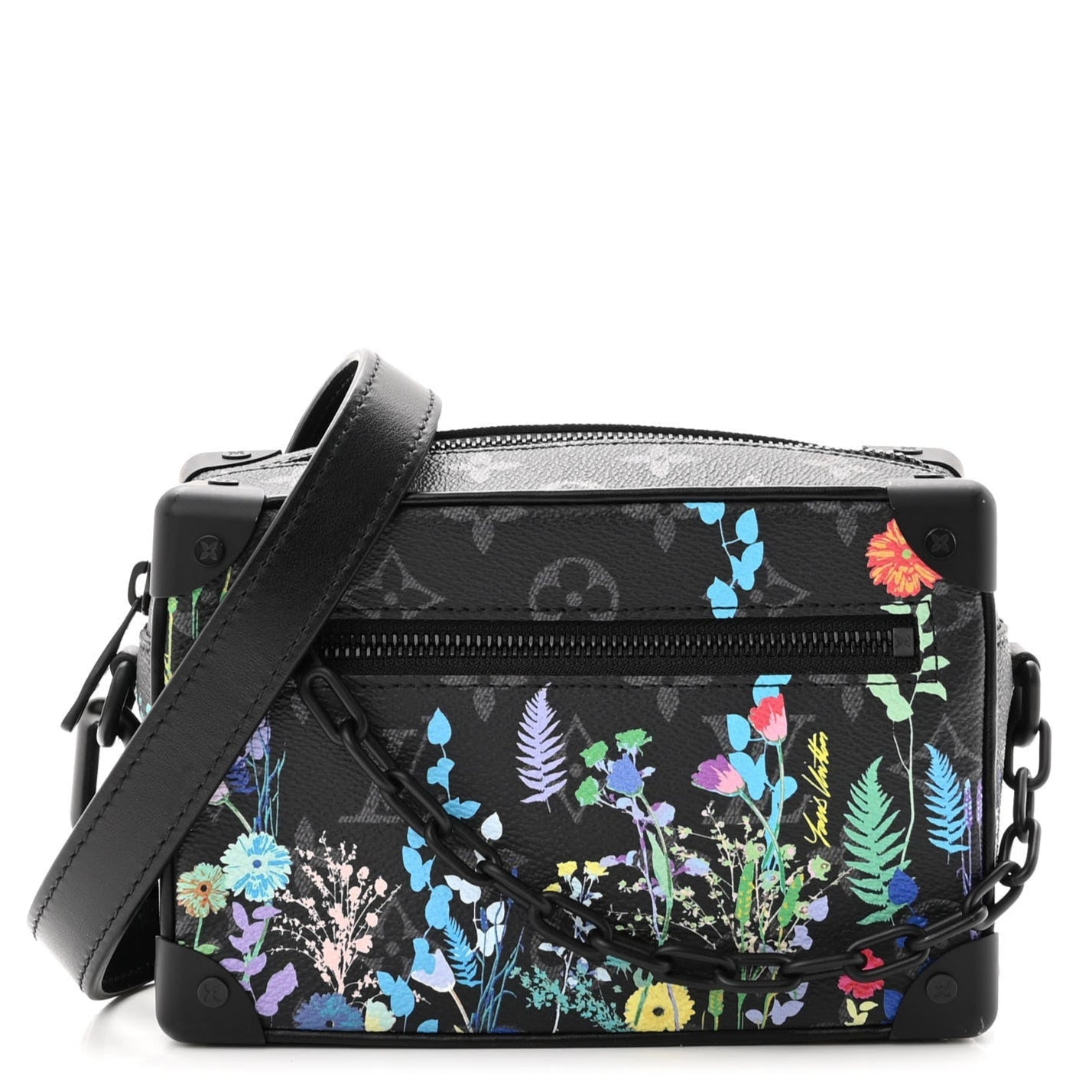 Louis Vuitton Monogram Eclipse Flower Print Mini Soft Trunk Bag - Black