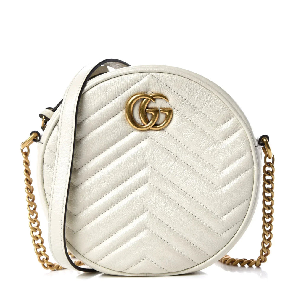 Gucci Azalea Marmont Round Mini Shoulder Bag – White