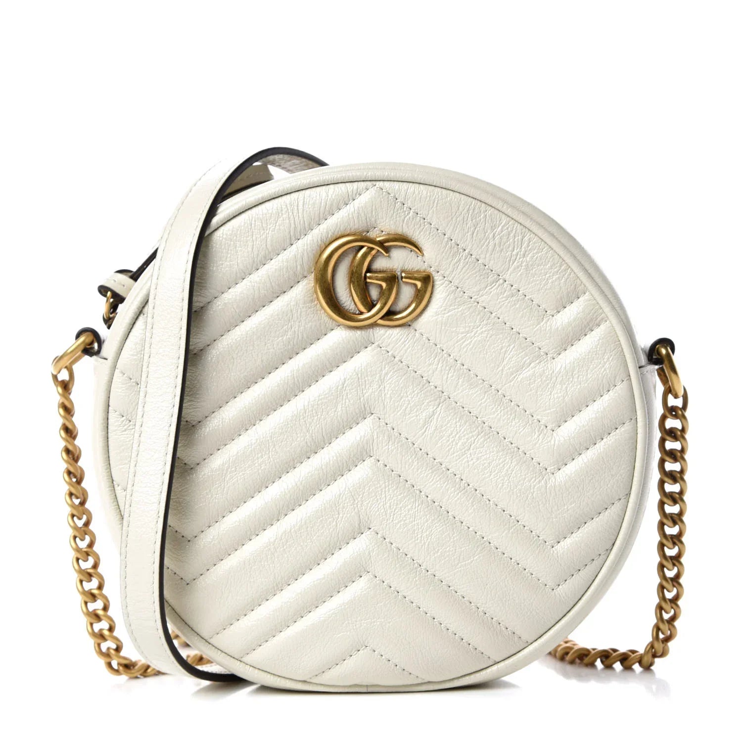 Gucci Azalea Marmont Round Mini Shoulder Bag – White