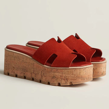 Hermes Eze 30 Suede Sandal - Orange Brûlée