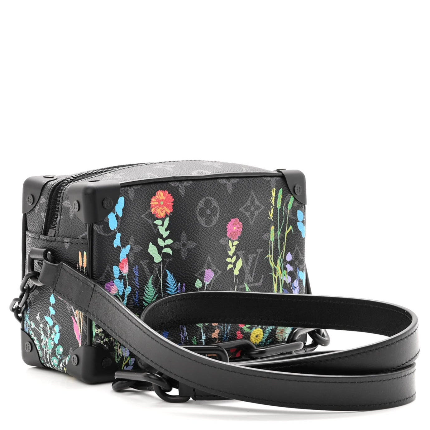 Louis Vuitton Monogram Eclipse Flower Print Mini Soft Trunk Bag - Black